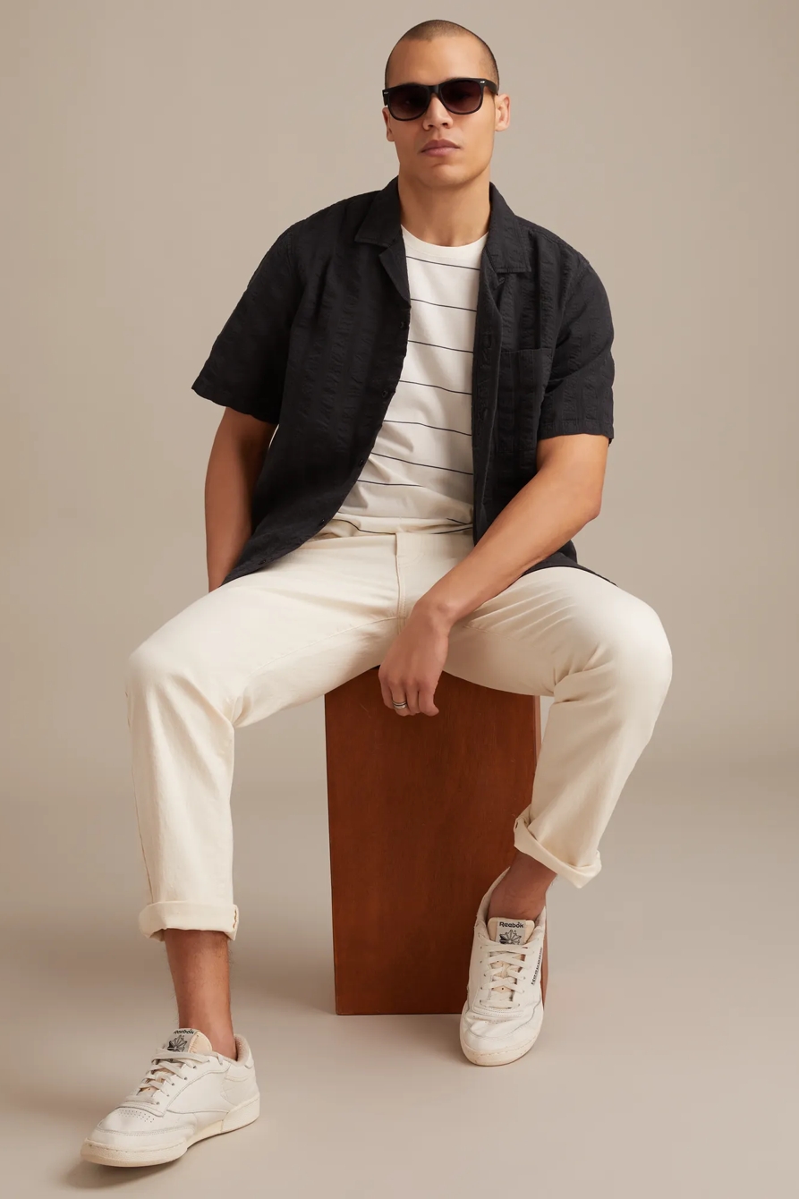 SEERSUCKER CAMP COLLAR SHORT SLEEVE SHIRT, image 5