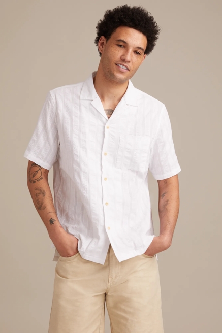 SEERSUCKER CAMP COLLAR SHORT SLEEVE SHIRT, image 1