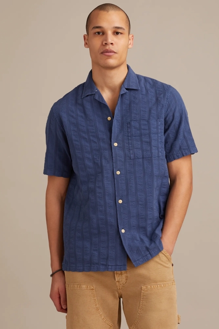 SEERSUCKER CAMP COLLAR SHORT SLEEVE SHIRT, image 1