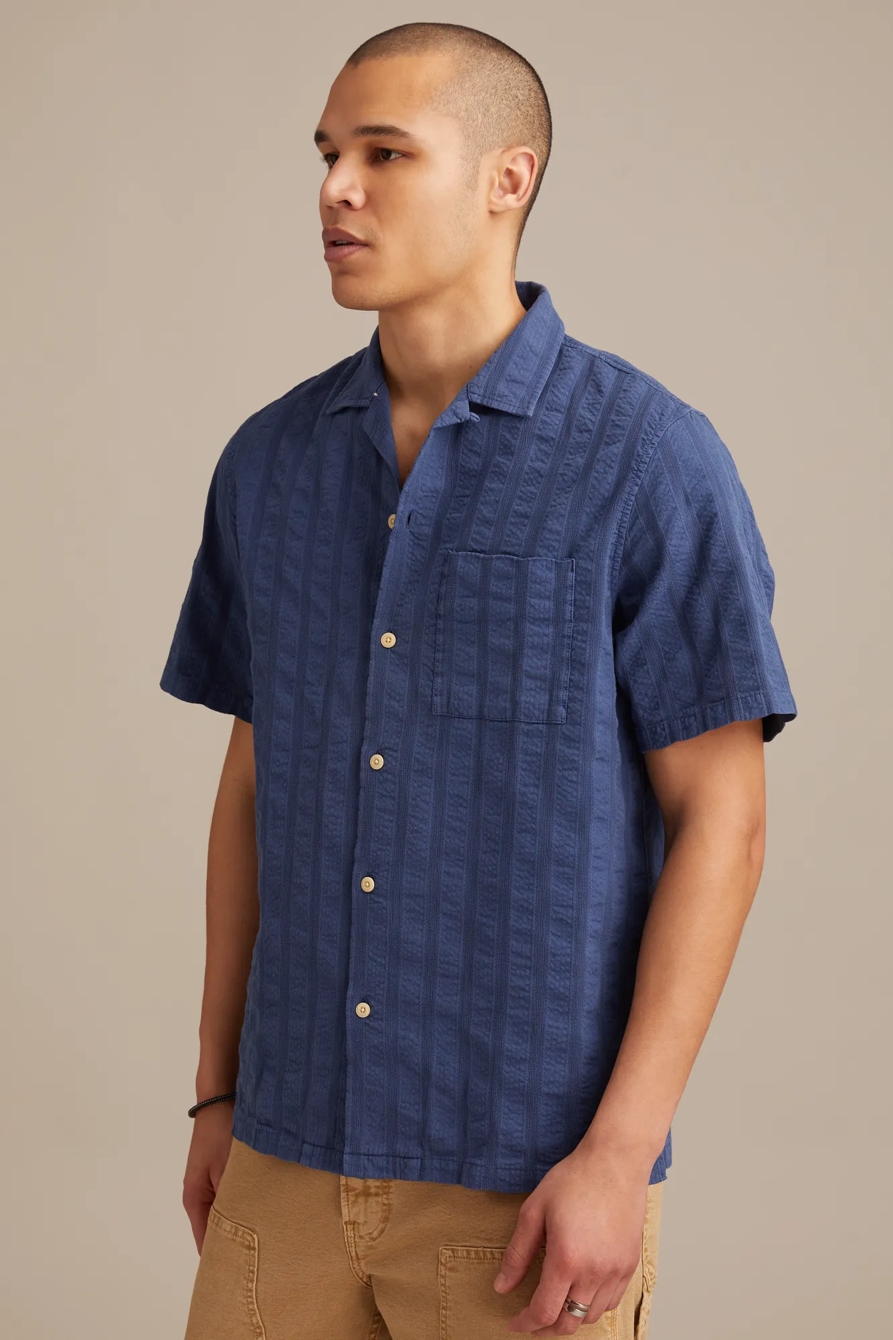 SEERSUCKER CAMP COLLAR SHORT SLEEVE SHIRT, image 3