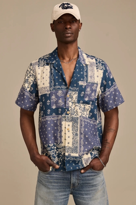 BANDANA PRINT CAMP COLLAR SHORT SLEEVE SHIRT, image 1