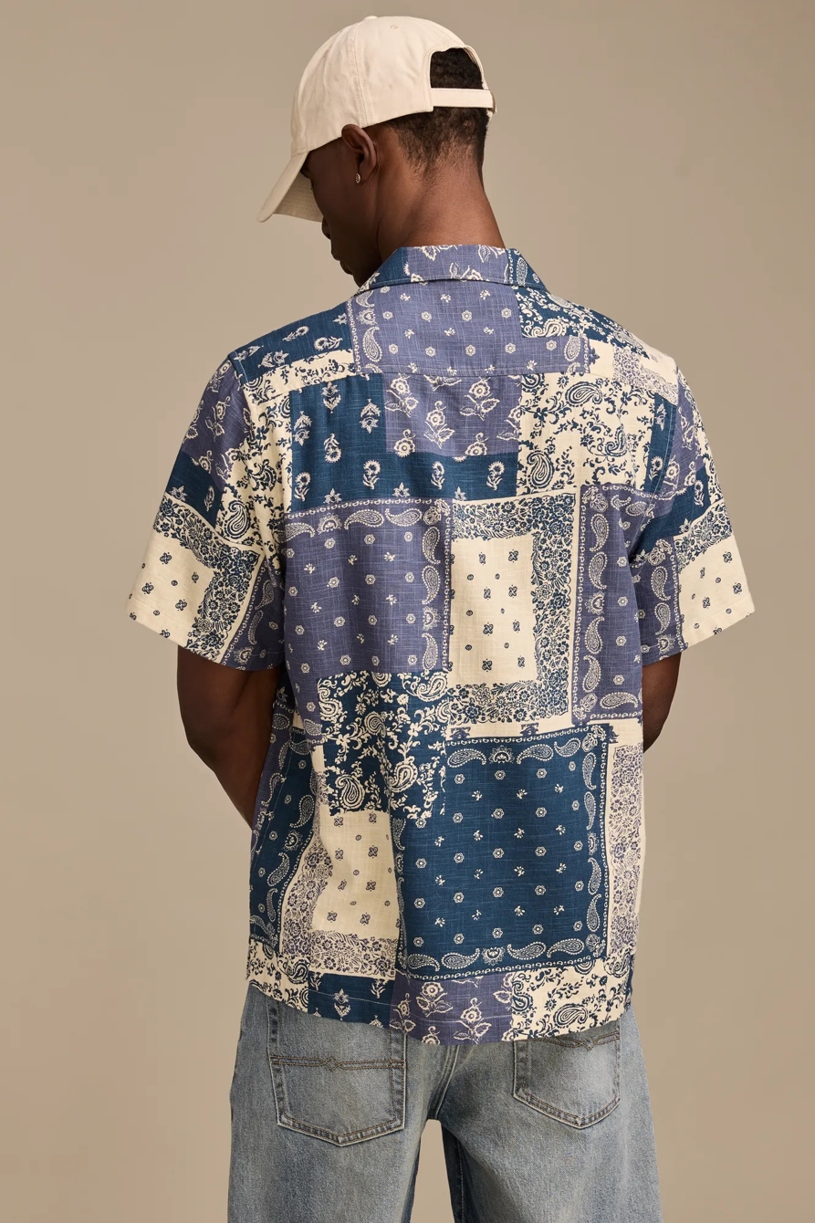 BANDANA PRINT CAMP COLLAR SHORT SLEEVE SHIRT, image 3