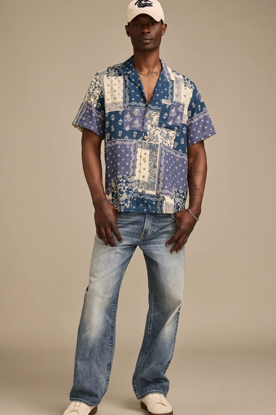 BANDANA PRINT CAMP COLLAR SHORT SLEEVE SHIRT, image 5