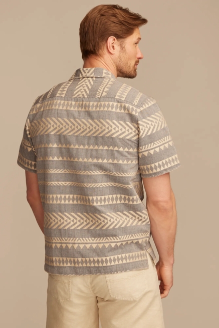 TEXTURED STRIPE CAMP COLLAR SHORT SLEEVE SHIRT, image 4