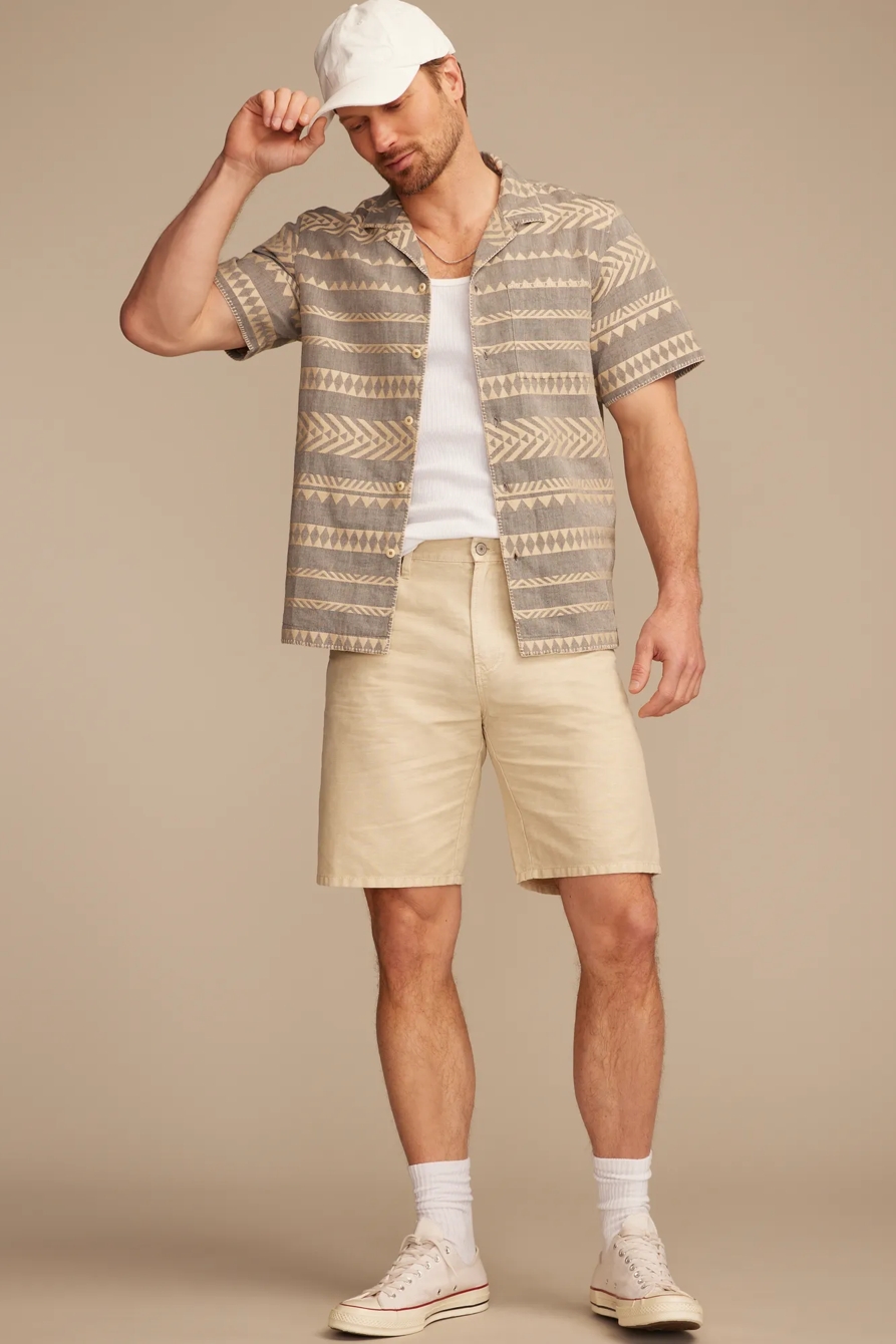 TEXTURED STRIPE CAMP COLLAR SHORT SLEEVE SHIRT, image 5