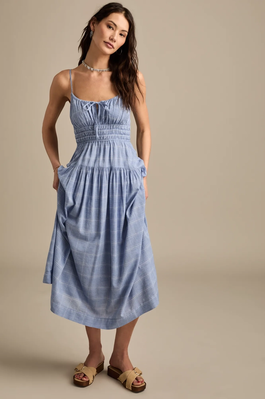SMOCKED WAIST MIDI DRESS