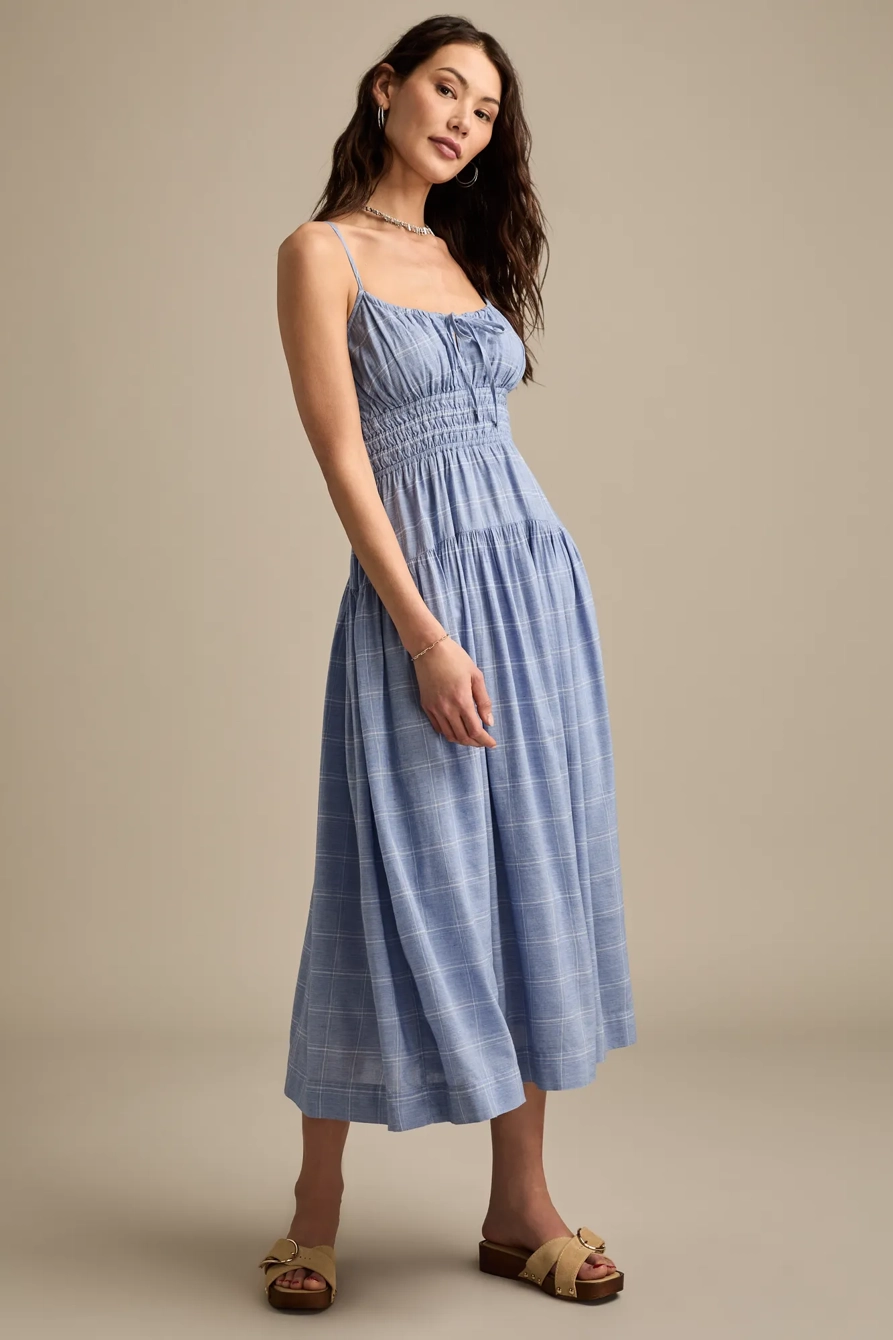 SMOCKED WAIST MIDI DRESS