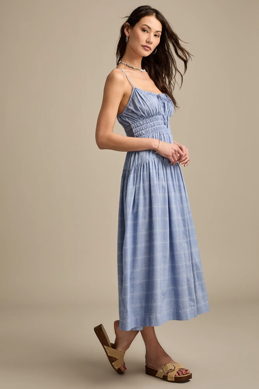 SMOCKED WAIST MIDI DRESS