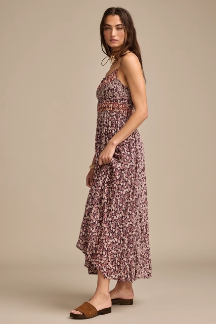 FLORAL PRINT MIX SMOCKED MIDI DRESS, image 4