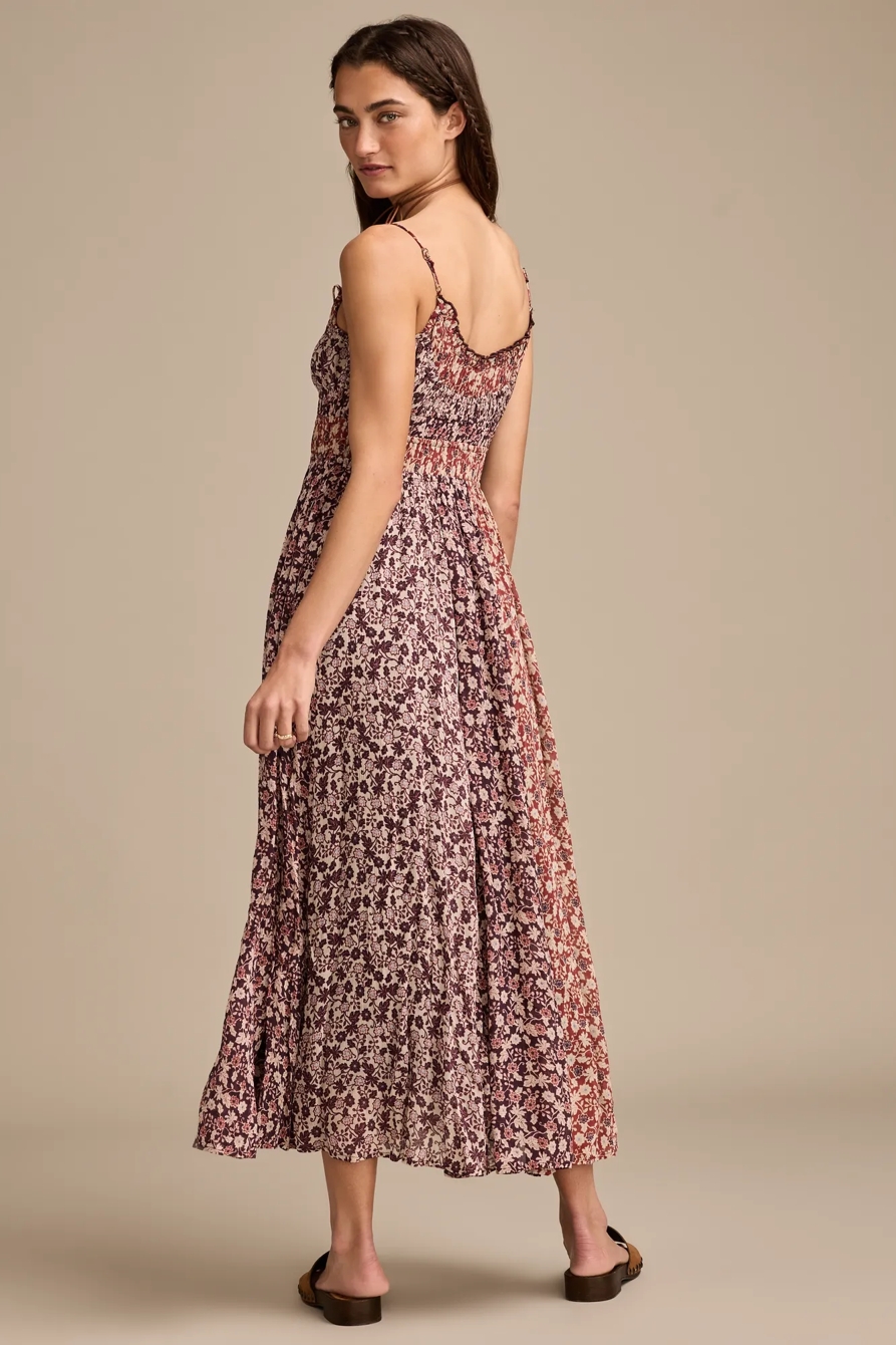 FLORAL PRINT MIX SMOCKED MIDI DRESS, image 5