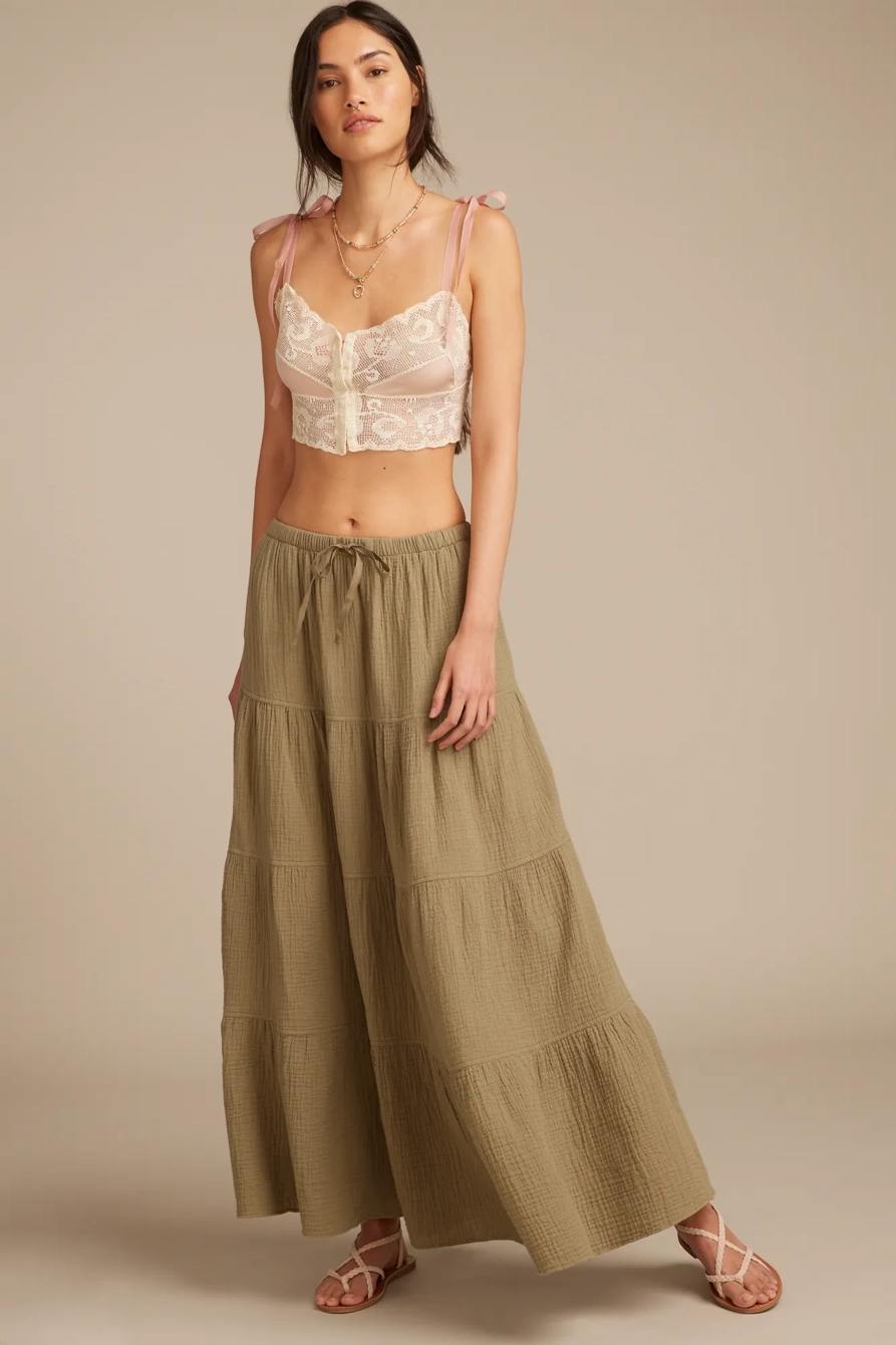 GAUZY TIERED MAXI SKIRT