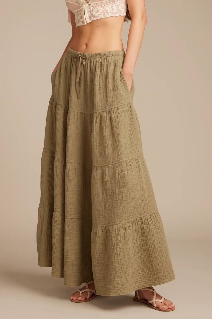 GAUZY TIERED MAXI SKIRT