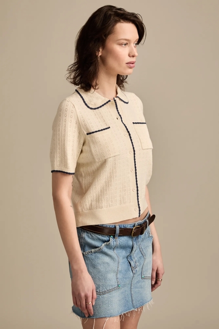 CROCHET TRIM SHORT SLEEVE CARDIGAN, image 4