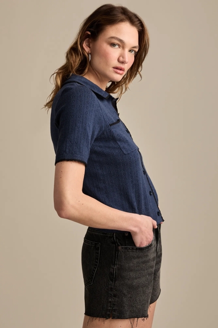 CROCHET TRIM SHORT SLEEVE CARDIGAN, image 4