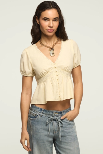 LACE PEPLUM BLOUSE, image 1