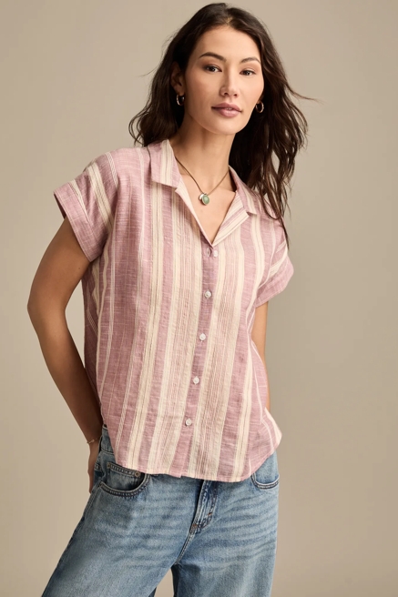 SHORT SLEEVE STRIPED BUTTON-DOWN SHIRT, image 1