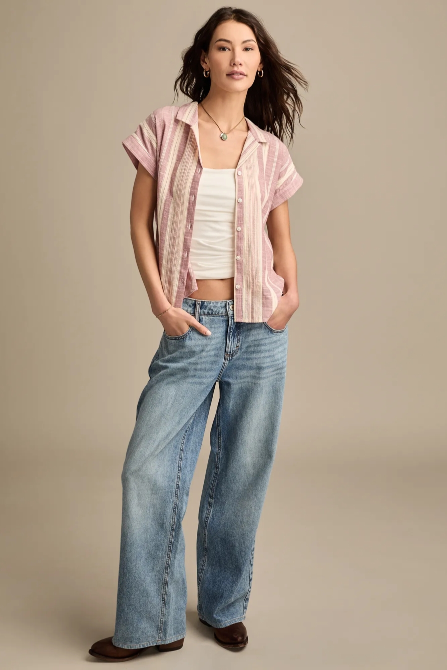 SHORT SLEEVE STRIPED BUTTON-DOWN SHIRT, image 2