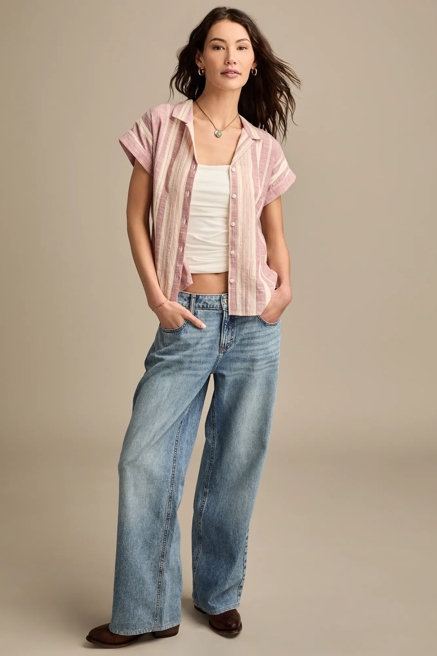 SHORT SLEEVE STRIPED BUTTON-DOWN SHIRT, image 2