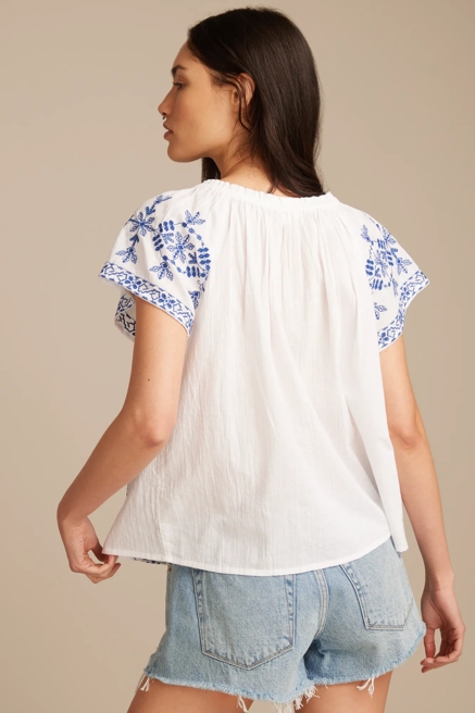 FLORAL SHORT SLEEVE PEASANT TOP, image 3