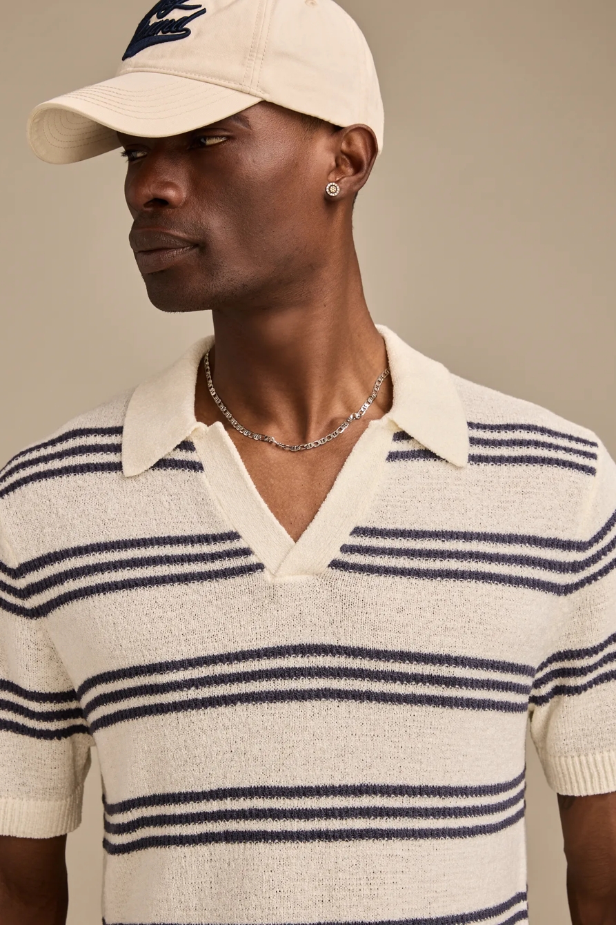 STRIPE JOHNNY COLLAR POLO SWEATER, image 2
