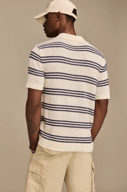 STRIPE JOHNNY COLLAR POLO SWEATER, image 3