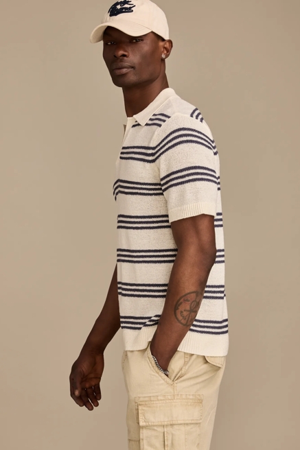 STRIPE JOHNNY COLLAR POLO SWEATER, image 4