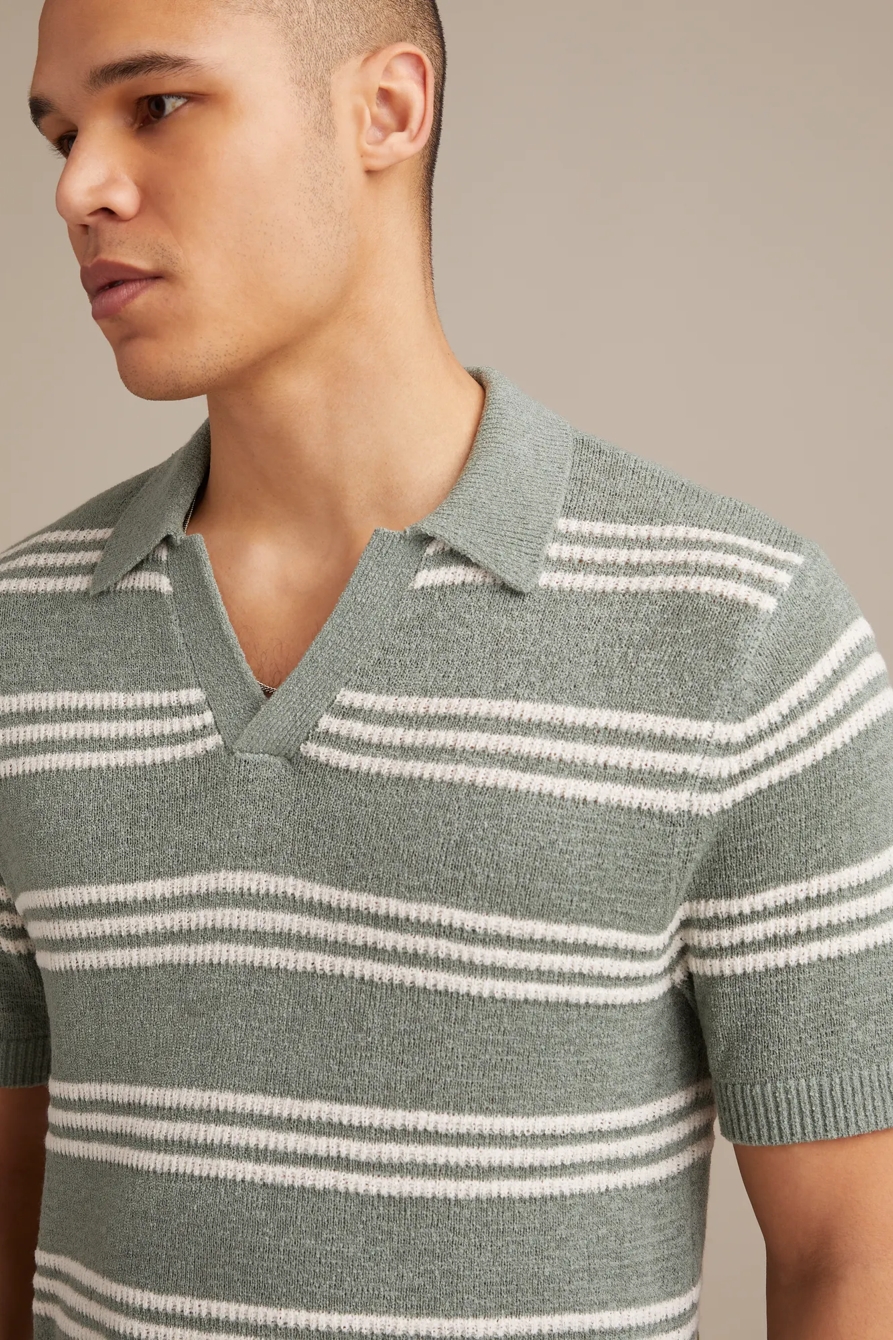 STRIPE JOHNNY COLLAR POLO SWEATER, image 2