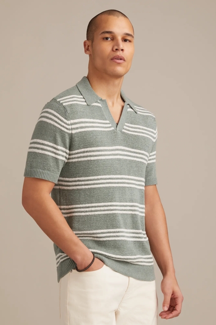 STRIPE JOHNNY COLLAR POLO SWEATER, image 4