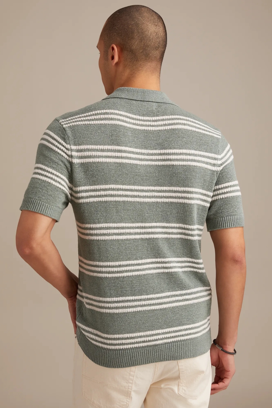 STRIPE JOHNNY COLLAR POLO SWEATER, image 5