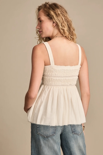 SMOCKED LACE TANK, image 4
