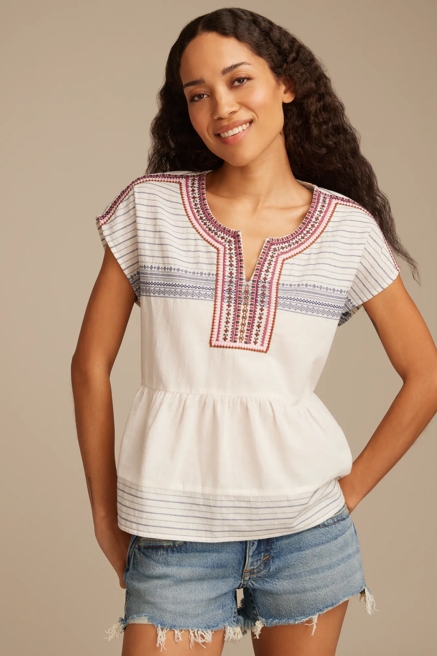 SHELL SLEEVE PEASANT BLOUSE, image 1