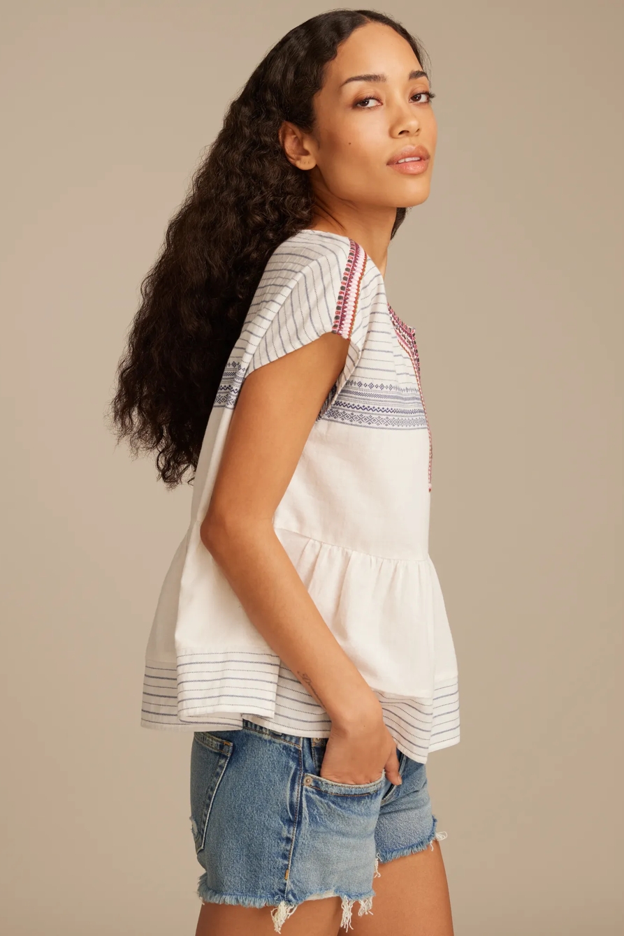 SHELL SLEEVE PEASANT BLOUSE, image 4