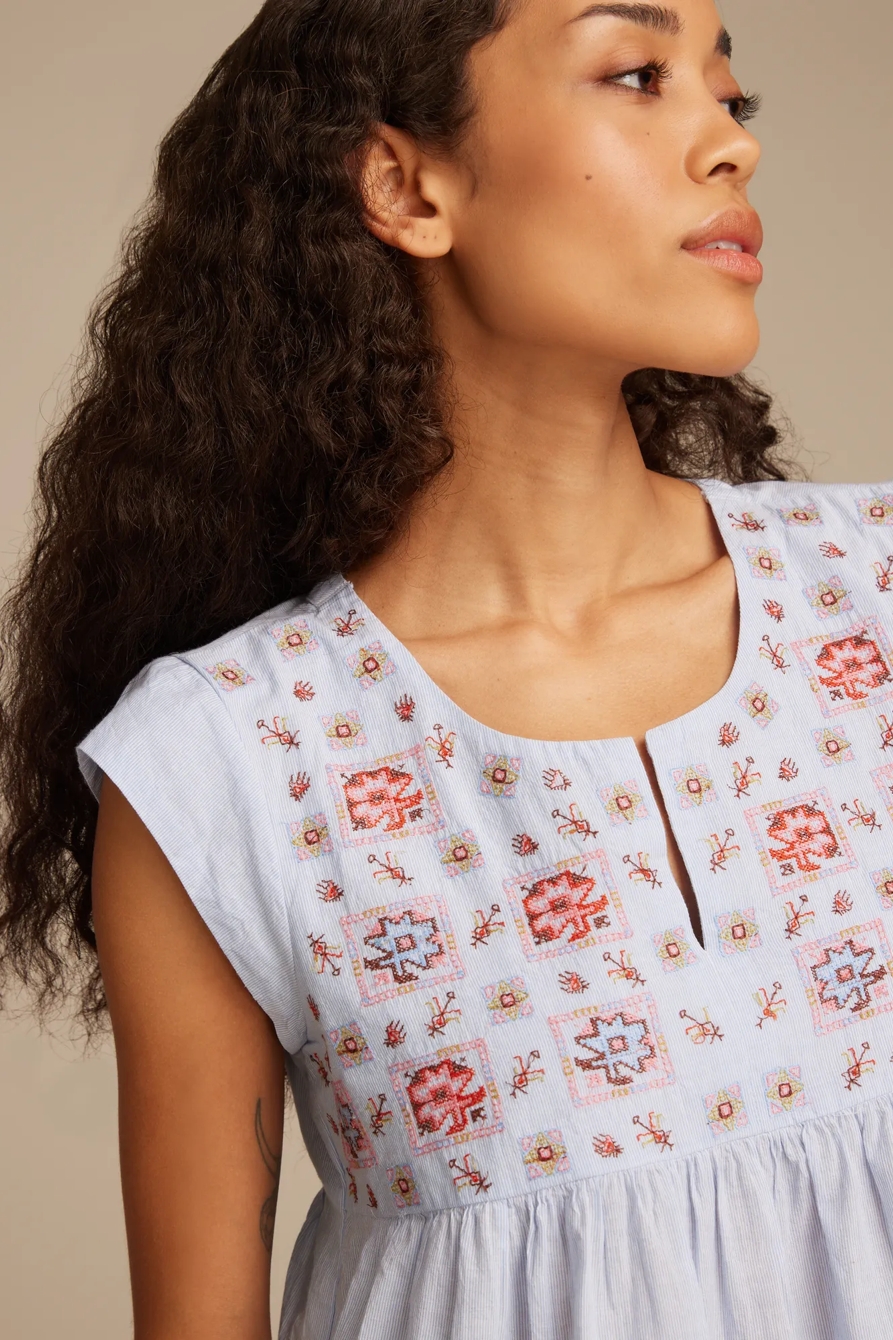 SHELL SLEEVE PEASANT BLOUSE, image 2