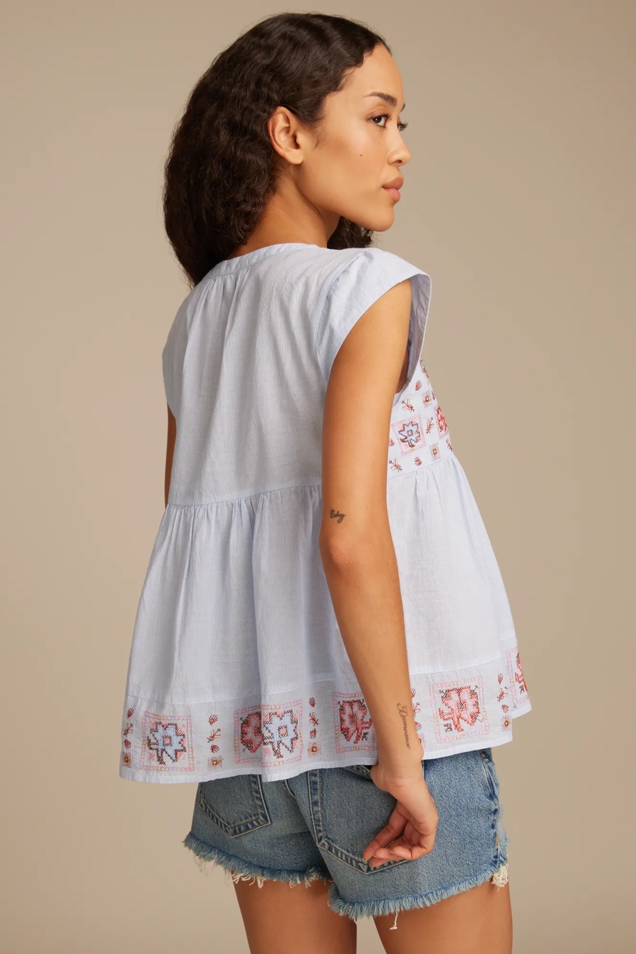 SHELL SLEEVE PEASANT BLOUSE, image 3