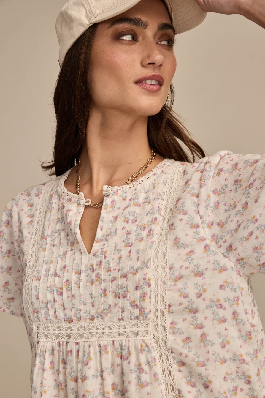 LACE PINTUCK PEASANT BLOUSE, image 2