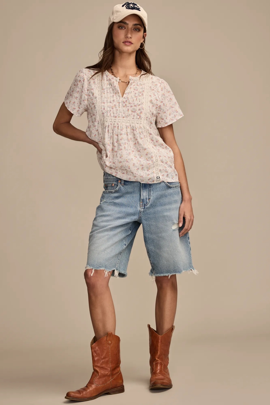 LACE PINTUCK PEASANT BLOUSE, image 3
