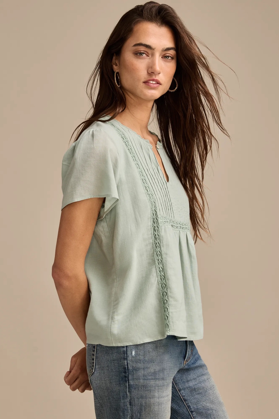 LACE PINTUCK PEASANT BLOUSE, image 4
