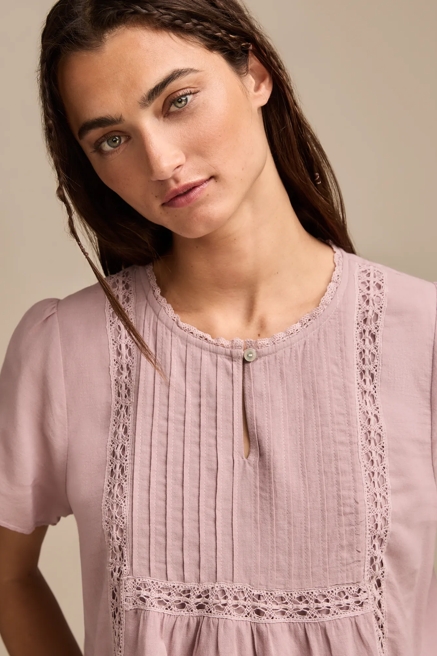 LACE PINTUCK PEASANT BLOUSE, image 2