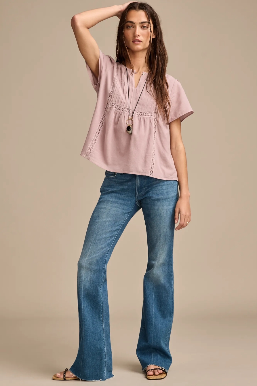 LACE PINTUCK PEASANT BLOUSE, image 3
