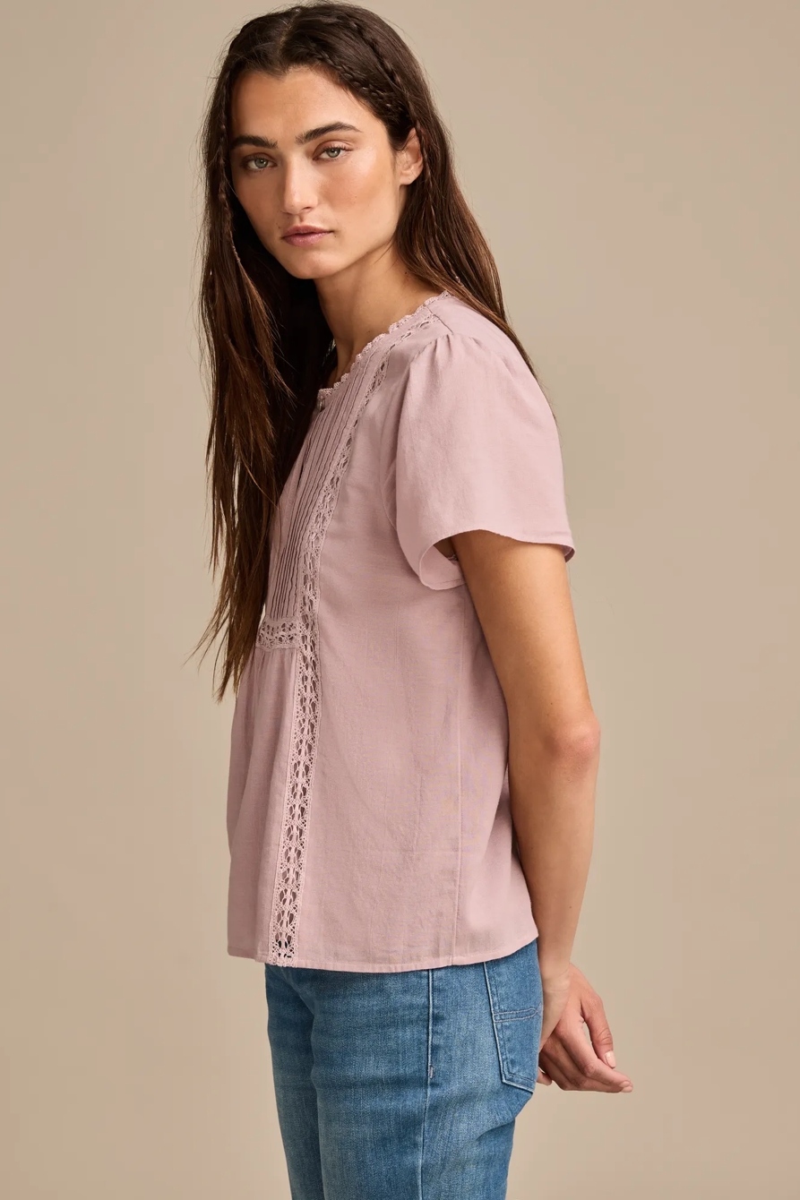 LACE PINTUCK PEASANT BLOUSE, image 4