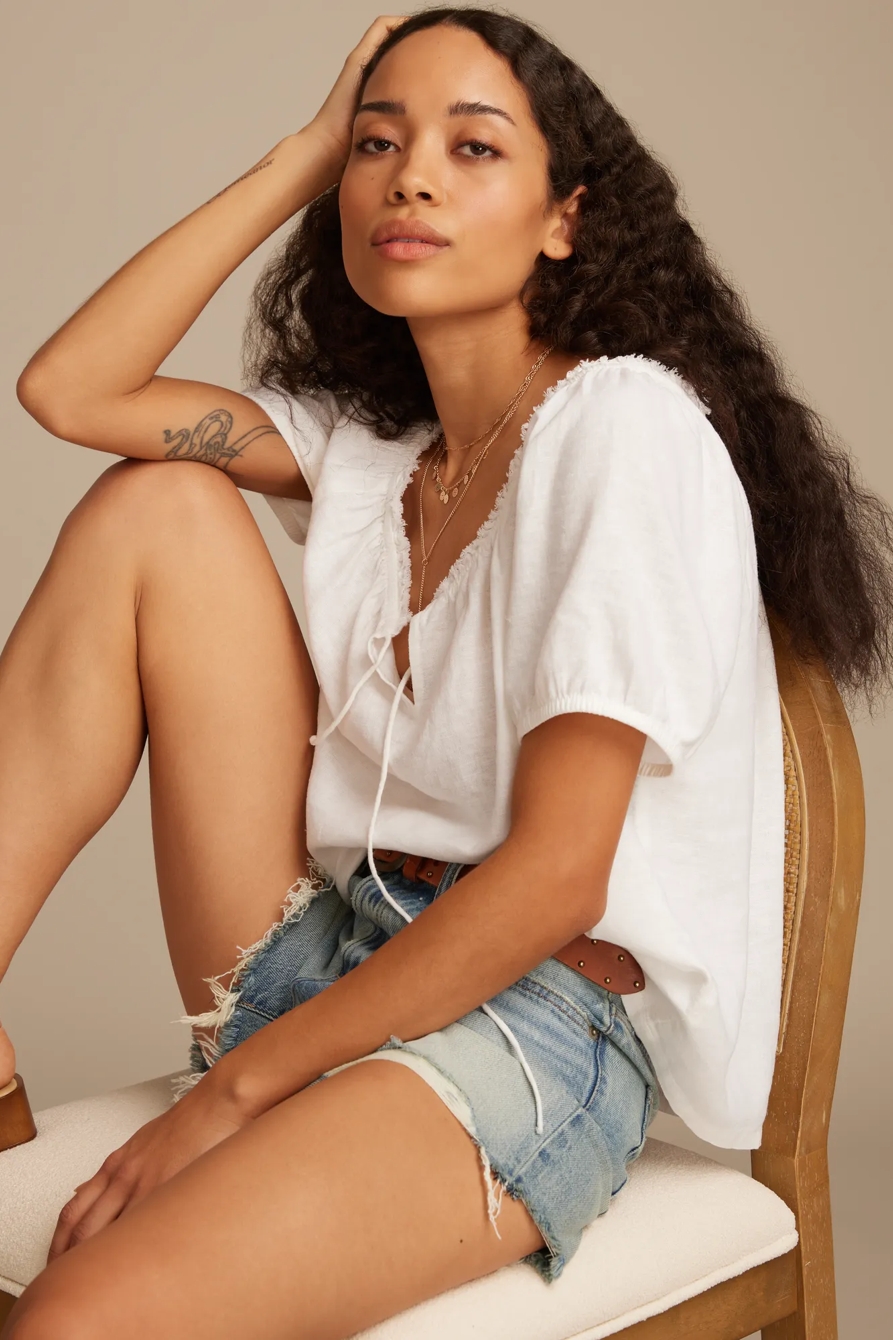 LINEN PEASANT TOP, image 5