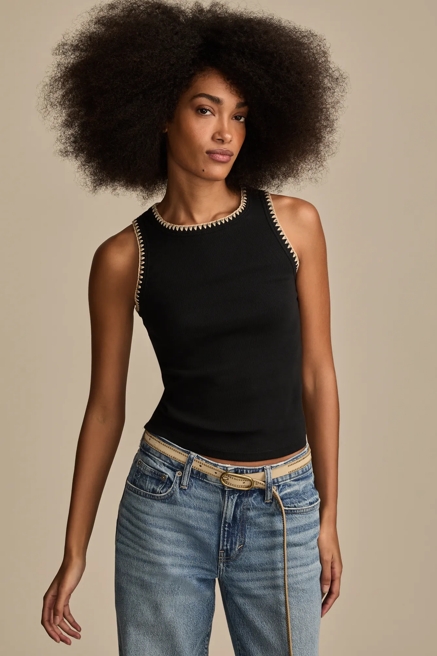 CROCHET TRIM TANK, image 1