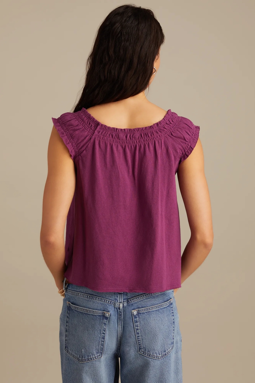 SMOCKED TIE FRONT KNIT TOP, image 4