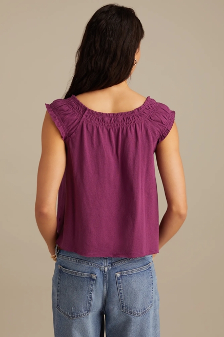 SMOCKED TIE FRONT KNIT TOP, image 4