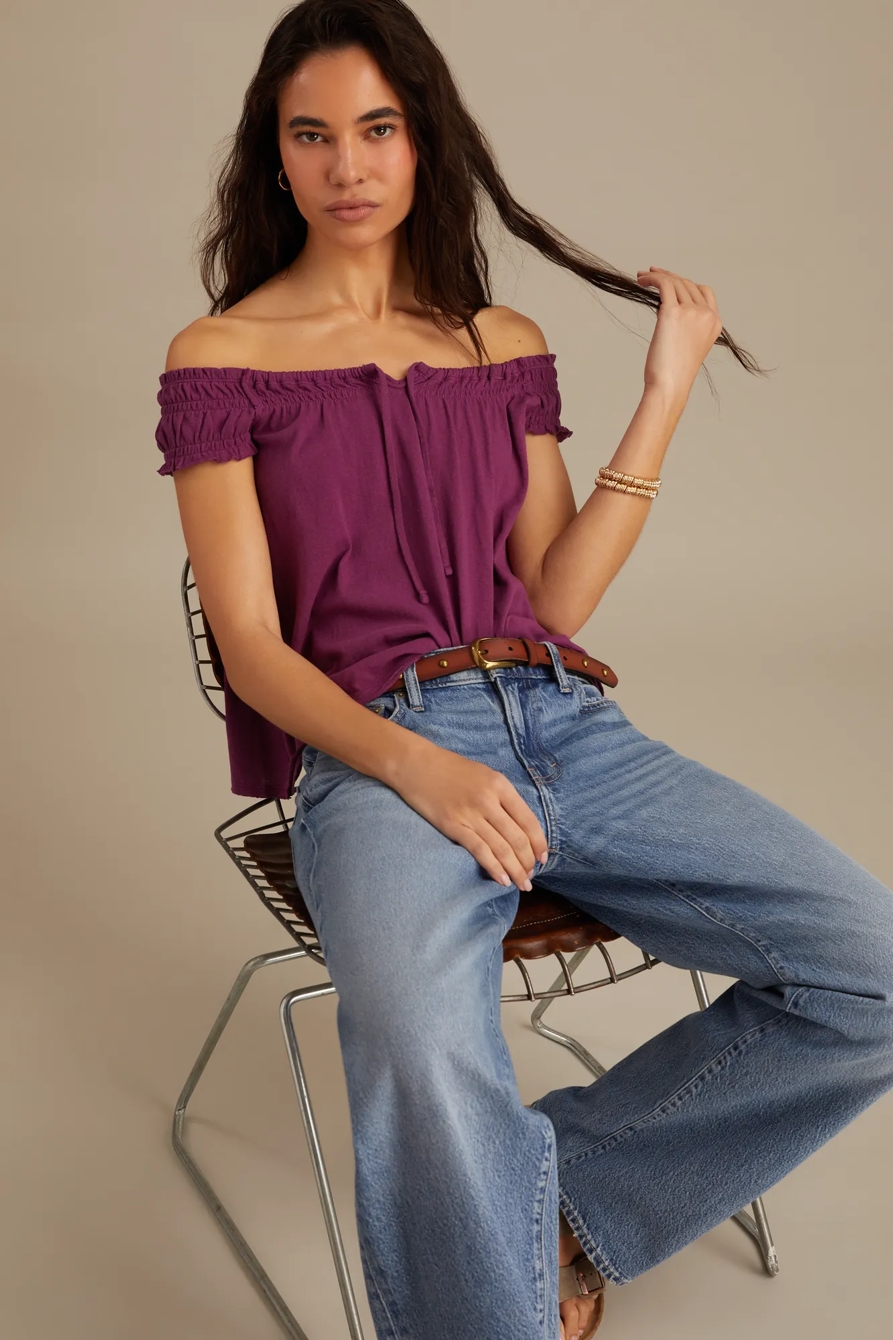 SMOCKED TIE FRONT KNIT TOP, image 5