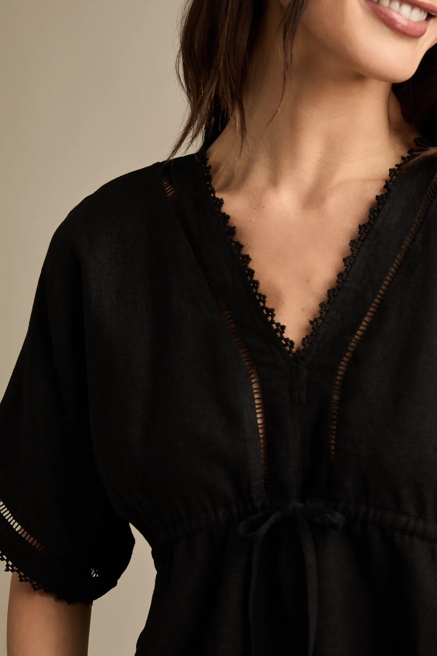 LINEN V-NECK DOLMAN TOP, image 2