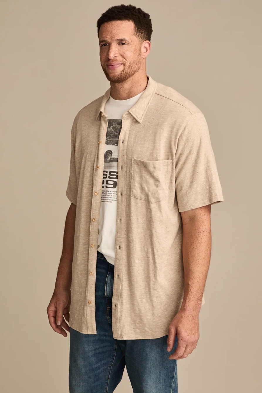 BIG & TALL LINEN SHORT SLEEVE BUTTON UP SHIRT, image 3