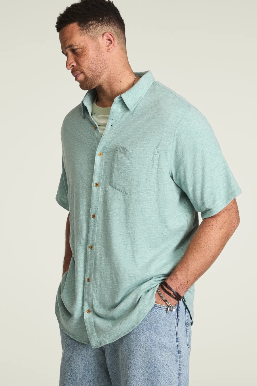 BIG & TALL LINEN SHORT SLEEVE BUTTON UP SHIRT, image 4