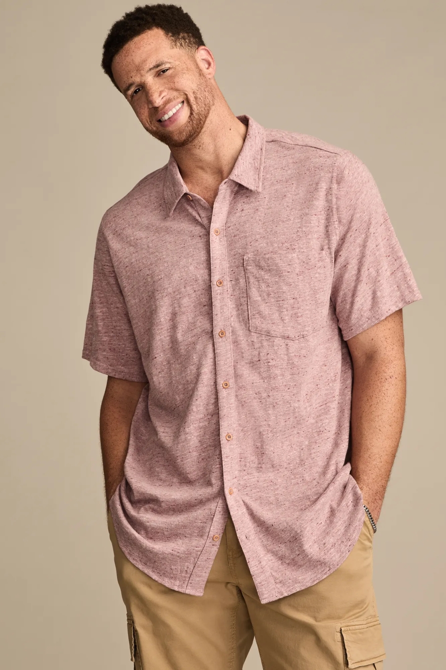 BIG & TALL LINEN SHORT SLEEVE BUTTON UP SHIRT, image 1