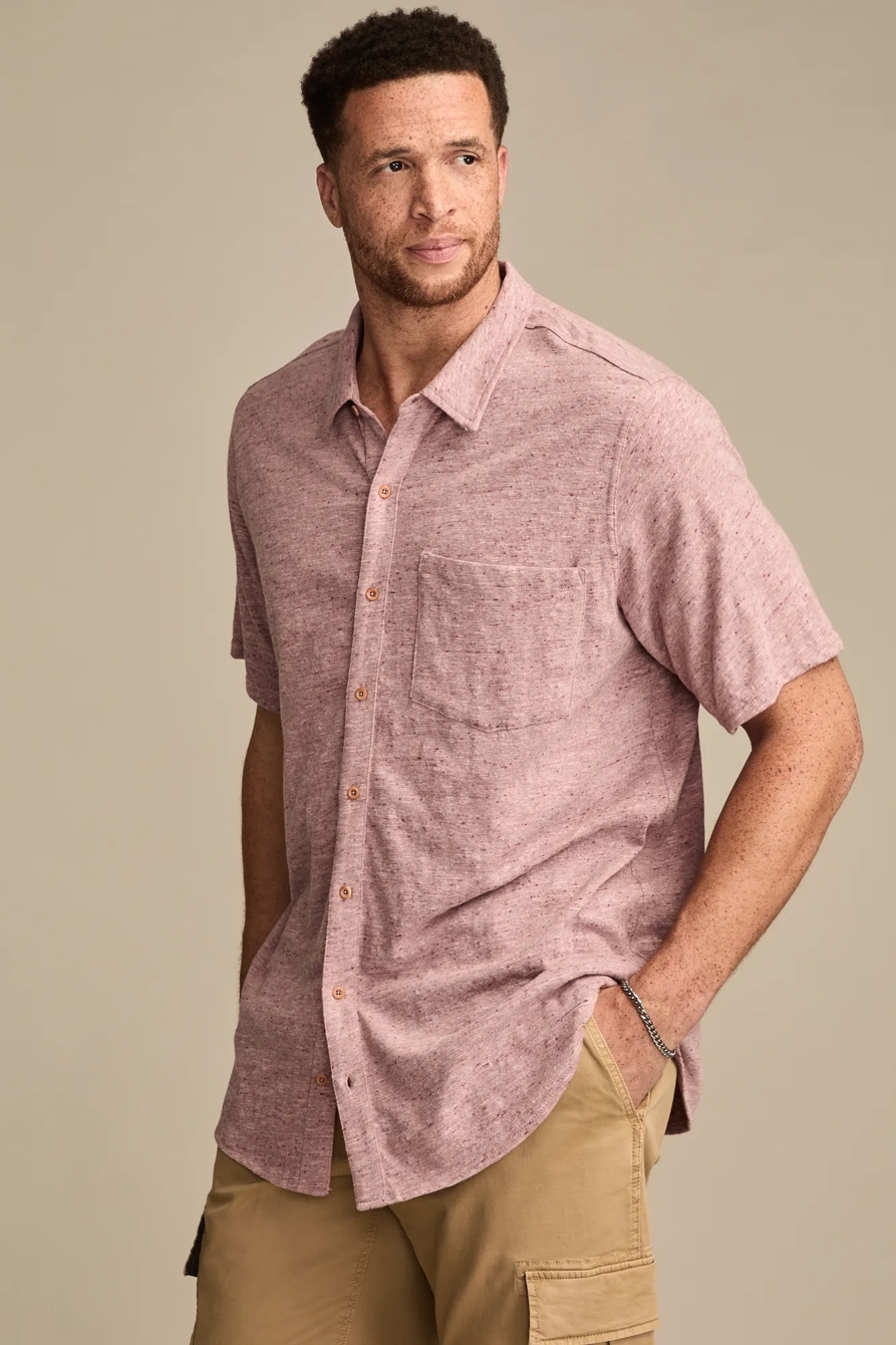 BIG & TALL LINEN SHORT SLEEVE BUTTON UP SHIRT, image 3